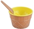 Ice Cream Bowl With Spoon Yellow/Brown