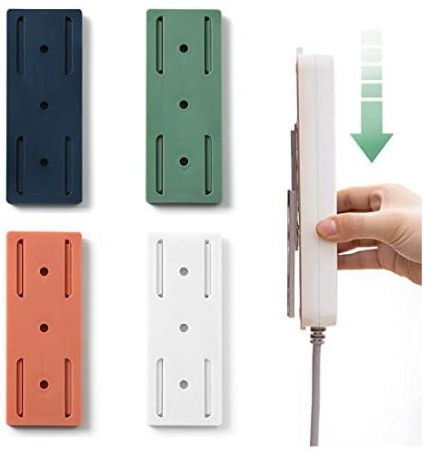 Self Adhesive Power Strip Holder 4pcs Self-Adhesive Socket Organizer, Self Adhesive Power Strip Holder,Simplest Holder Mount For Power Board, Remote Control Stored In The Kitchen, Home And Office