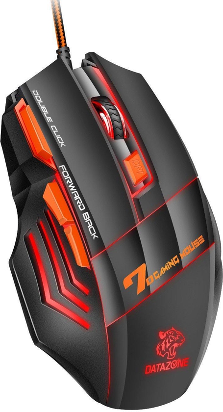 DATAZONE 2 in 1 Kit Gaming Mouse and Mouse Pad, Black/Orange