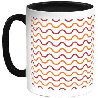 Corrugated Lines Printed Coffee Mug Black/White/Orange