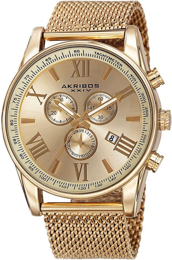 Akribos XXIV Men's AK813YG Analog Display Swiss Quartz Gold Watch