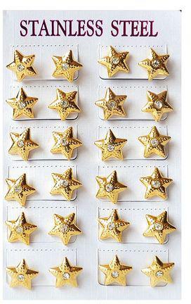 Stud Earrings - Gold - A Set Of Diamond Pearl Earrings Stainless
