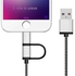 2 in 1 Data Sync Charging USB Cable for Lightning Micro USB Charger in Black