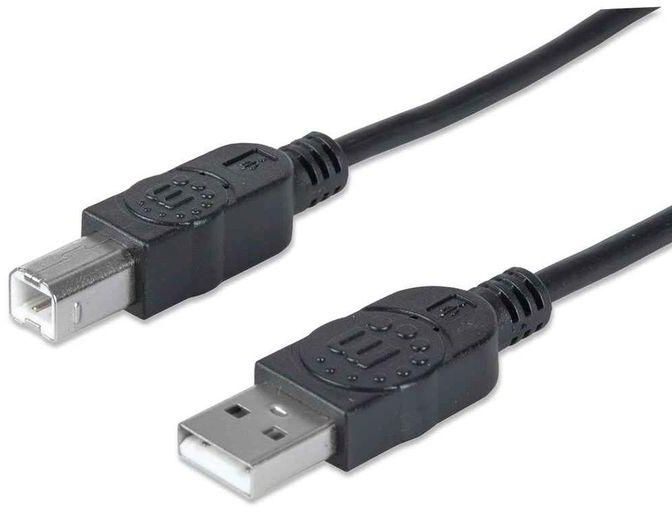 Manhattan 333382 Hi-Speed USB Printer Cable A Male / B Male 3M (10 Ft.) - Black