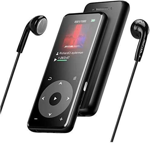 AGPTEK Bluetooth 4.0 MP3 Player with Built-in Speaker & Headphone Portable 8GB Lossless Sound A16T Music Player Metal Texture Support up to 128GB Multifunctional MP3 Indoor Outdoor Black