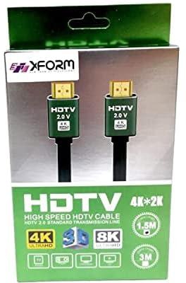 كيبل HDMI 2.0 فولت 4K HDMI بقطر خارجي 8.0 ملم 19+1 CCS يدعم 3D 1080P 4K*2K صندوق ملون التعبئة 1.5 متر