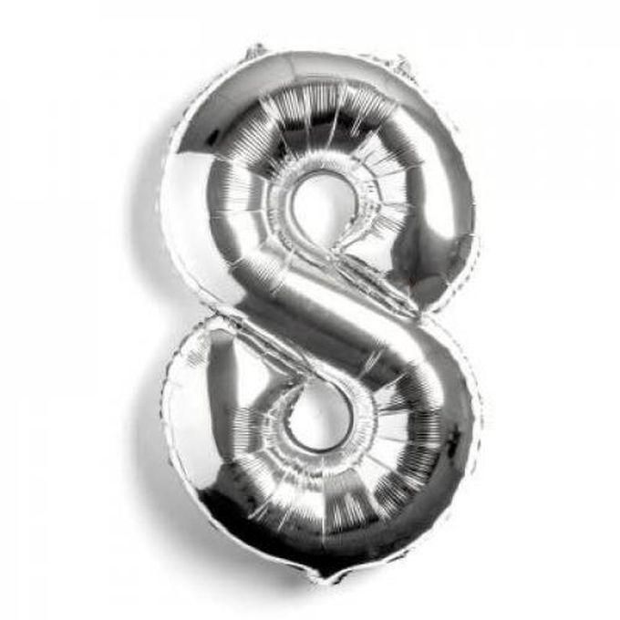 Number 8 Foil Helium Balloon Party,Birthday,Anniversary-Silver-32Inch
