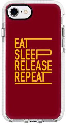 غطاء حماية من سلسلة إمباكت برو بطبعة عبارة "Eat Sleep Release Repeat" لهاتف أبل آيفون 8 أحمر/أصفر