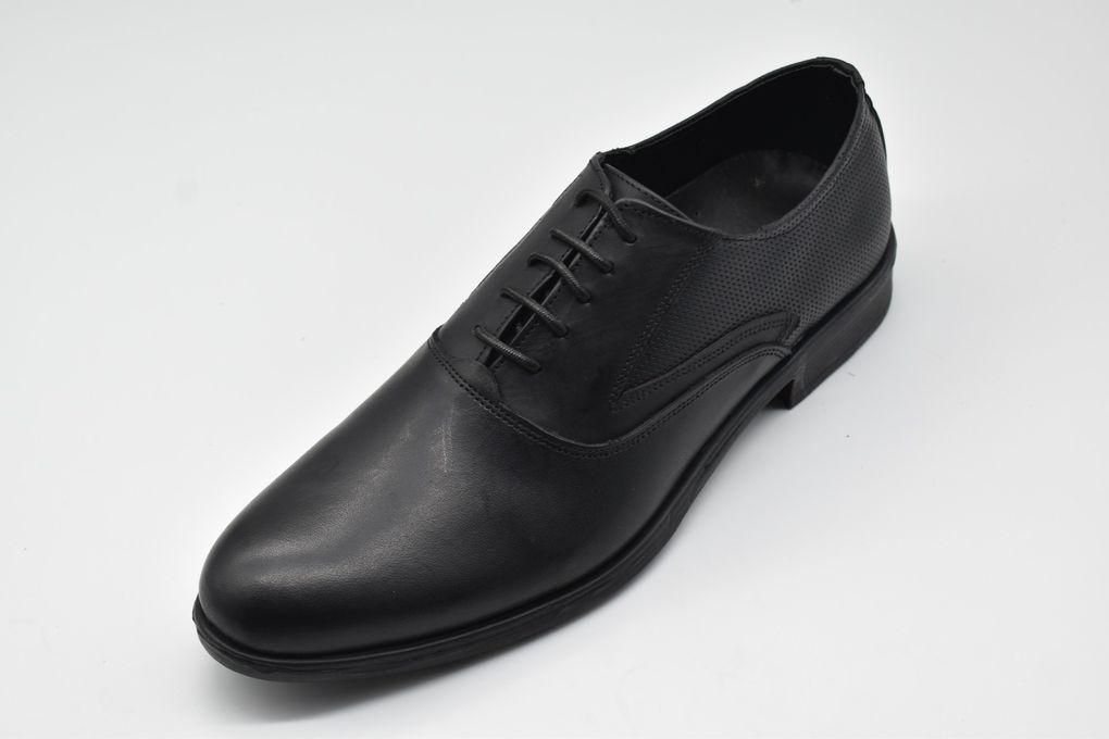 Another Pair Of Shoes Lace-up Genuine Leather Shoes Black Color