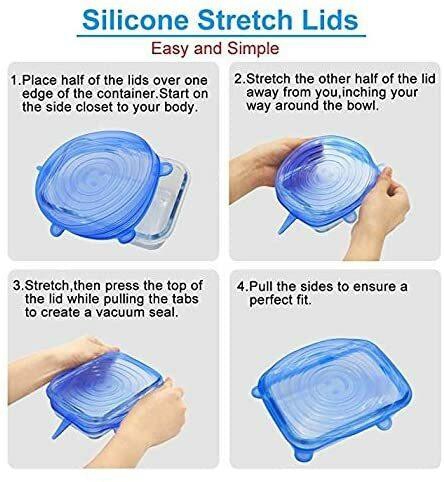 Generic Set Of 6 Silicone Stretch Lids,12-Pack Of Various Sizes To Fit Various Size And Shape Of Containers