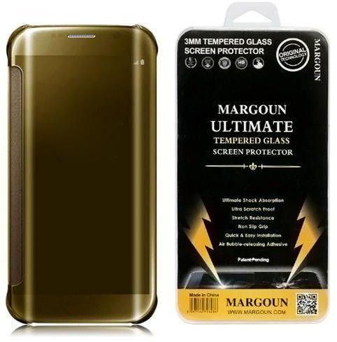 Margoun Flip Shell Mirror Case Cover with Screen Protector Compatible with Samsung Galaxy Note 5 N920 in Yellow
