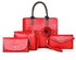 Fashion RED CLASSY FOUR IN ONE BAGS WITH FLORAL KEYCHAIN