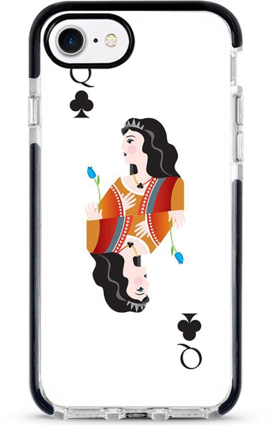 Protective Case Cover For Apple iPhone 7 Queen Of Clubs Full Print