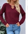 SHEIN Ribbed Knit Solid Notched Sweater