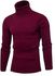 Dark Red High Neck Pullover Top For Unisex
