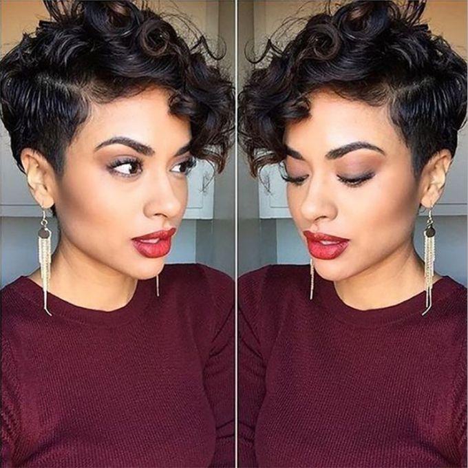 Fashion African Small Short Curly Black Hair Wig For Lady
