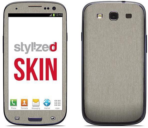 Stylizedd Premium Vinyl Skin Decal Body Wrap for Samsung Galaxy S3 - Brushed Titanium