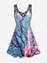 Plus Size 3D Flower Printed Crisscross Sleeveless A Line Dress - 5x | Us 30-32