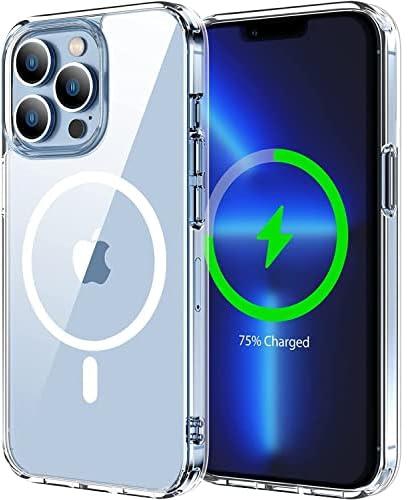 LENOK Classic Hybrid Magnetic Case, Compatible with iPhone 13 Pro Max case, Magnetic Wireless Charging, Shockproof Military-Grade Protection, Scratch-Resistant Back (clear)