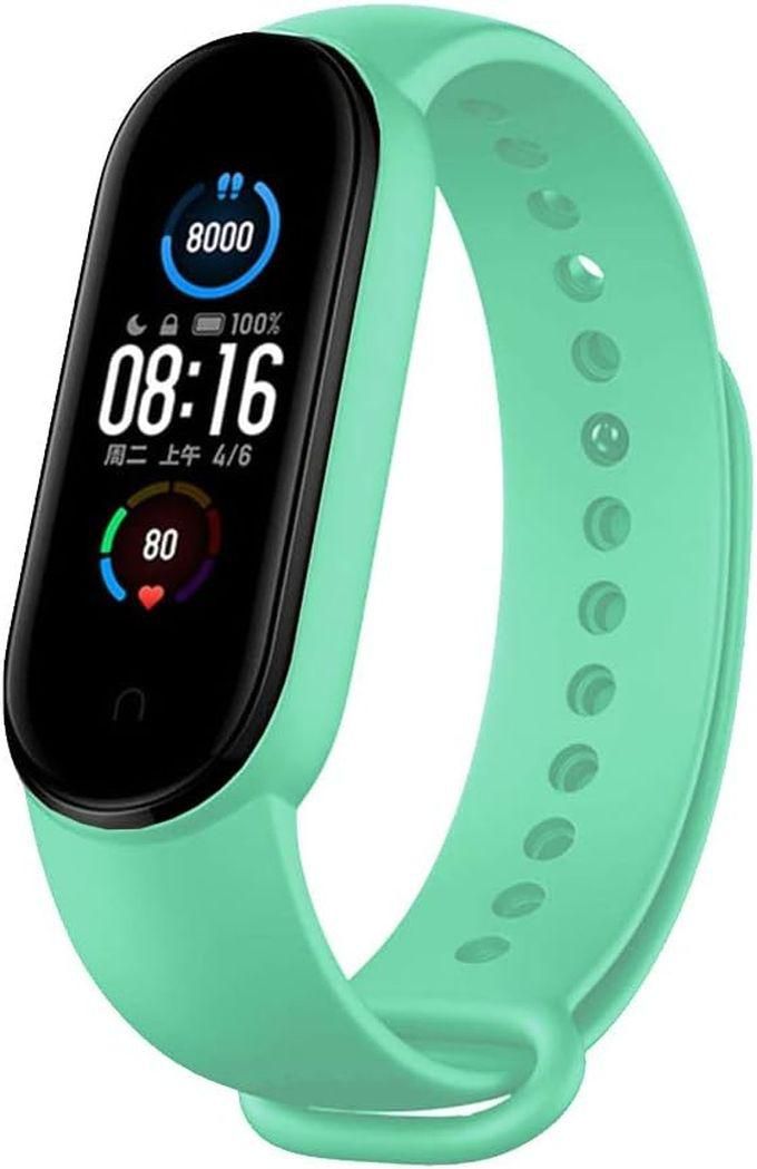 Tentech Strap Silicone Band For Xiaomi Mi Band 7/6 / 5 Breathable Strap Replacement For M5 M6 M7 Bracelet For Xiaomi MiBand 7 6 5 Smart Watch - Light Green