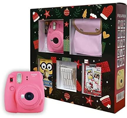 كاميرا صغيرة انستاكس ميني (علبة هدايا للكريسماس) بتصميم فلامنجو، لون بينك