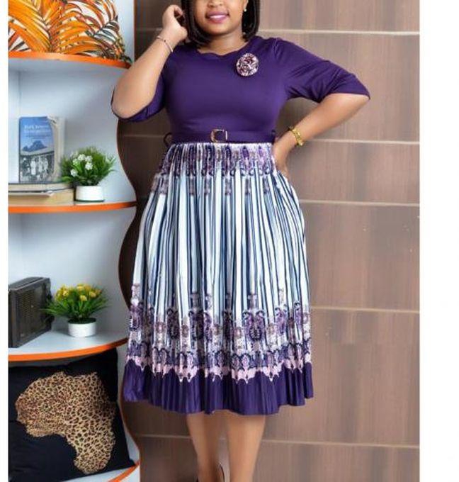 Fashion Purple Turkey Dress Midi Length