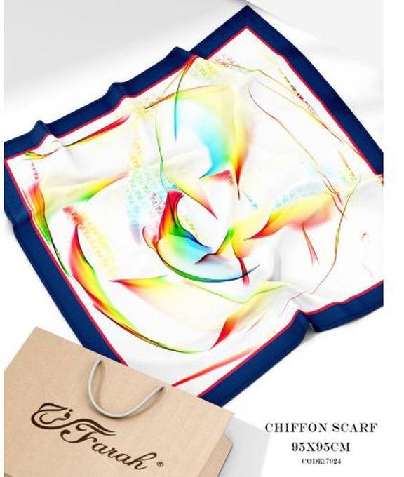 Farah Square 95 X 95 Cm Chiffon Printed Scarf - Lightweight, Soft, Comfortable, And Versatile Scarf For Women - Style-23