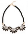 Fashion Sunflower Rhinestone Alloy Rope Necklace - Black