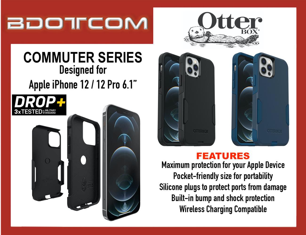 Original Otterbox Commuter Series Protective Cover Case for Apple iPhone 12 / 12 Pro 6.1"