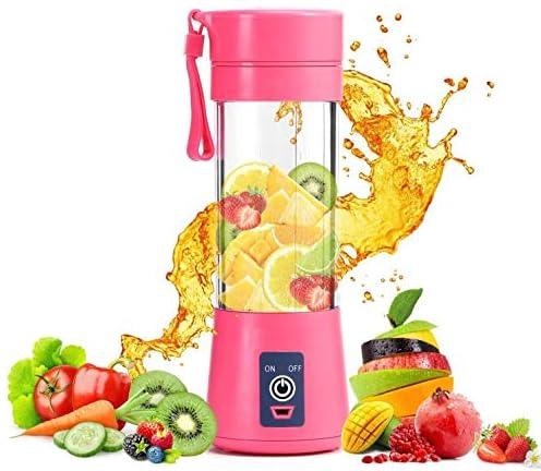 ROYAL STEP Portable Blender, Personal Size Electric Rechargeable USB Juicer Cup, Fruit Mixer Machine with 4 Blades for Home and Travel (380 ml, Multicolour) 1 Jars