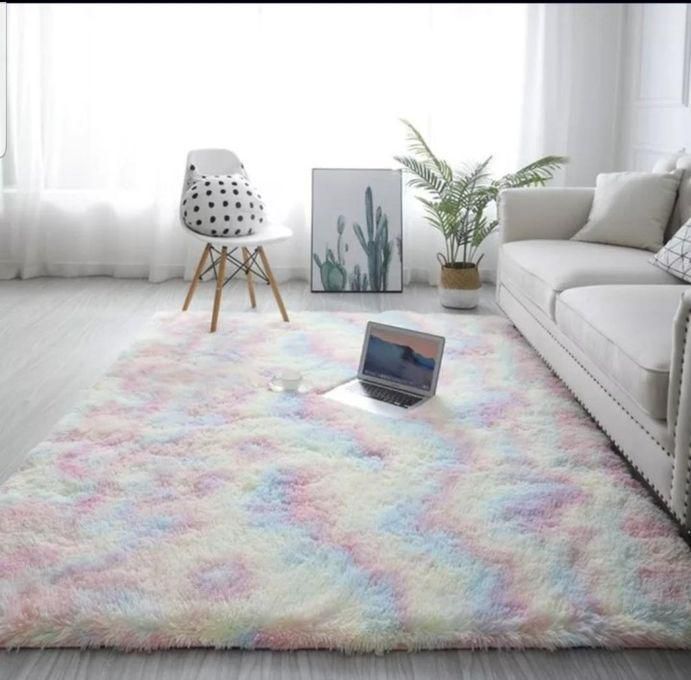 Generic Fluffy Carpets 5*8 Rainbow Patched