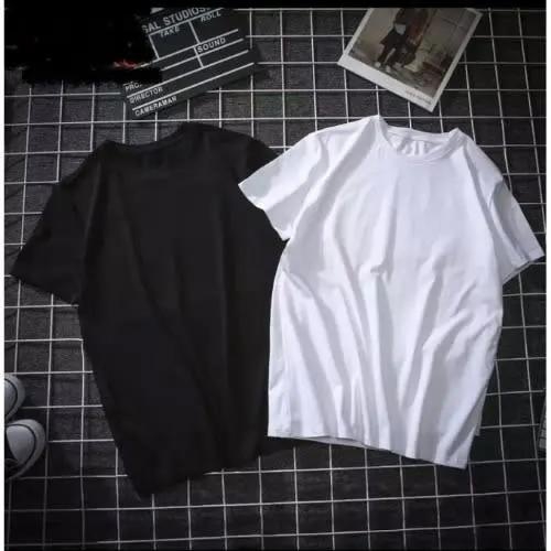 2 Set Unisex T Shirt Round Neck Plain Polo - White And Black
