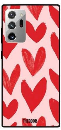 Heart Printed Case Cover For Samsung Galaxy Note20 Ultra Pink/Red