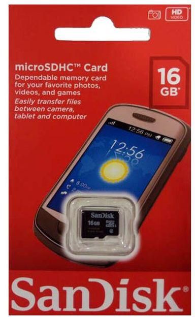 SanDisk 16GB Memory Card Class 4 MicroSDHC