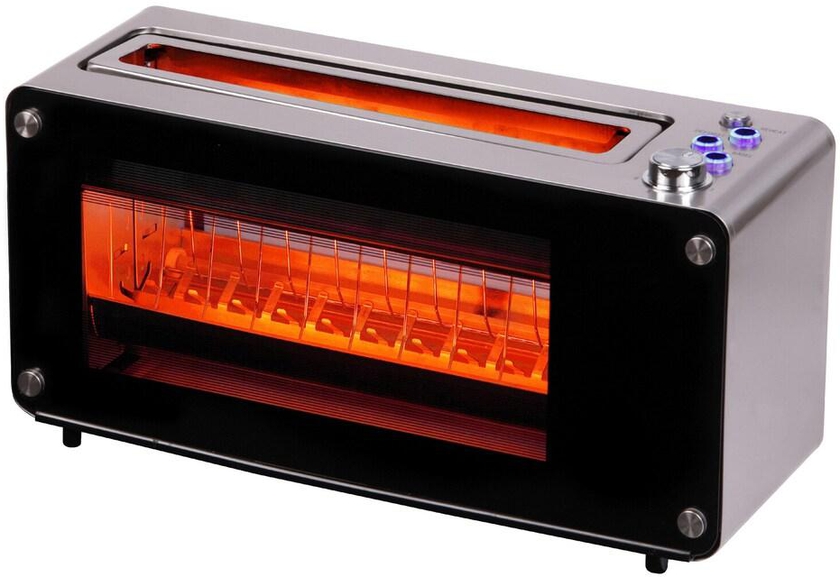 Crownline TR-274 2-Slice Glass Toaster, Wide Slot Toaster, Bagel &amp; Defrost Settings, 1000-1260W, 220-240V, 50/60Hz