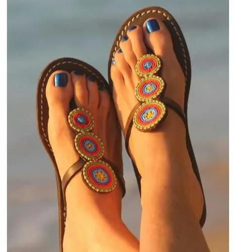 Fashion Stylish Beaded Ladies Sandals - BrownClassy and durable Comfortable to walk in Quality guaranteed For all occasions