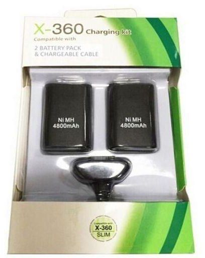 For Xbox 360 2 Batteries + Charging Cable