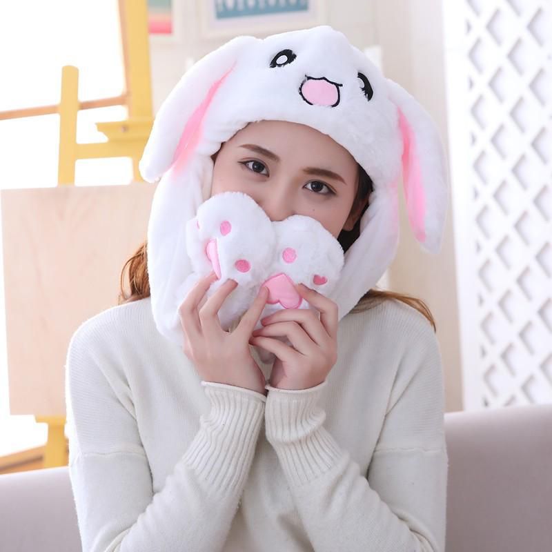 With LED Plush Animal Rabbit Ear Hat Bunny Cap With Airbag Jumping Ear Movable - 26 Styles