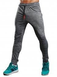 Heathered Drawstring Athletic Long Pants - Gray - L