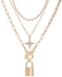 3 Pcs Fashion Lock And Key Pendants Gold Trendy Necklace