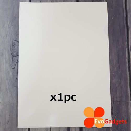 Evogadgets Premium Quality L-Shape A4 Document or File Folder (Transparent - White)