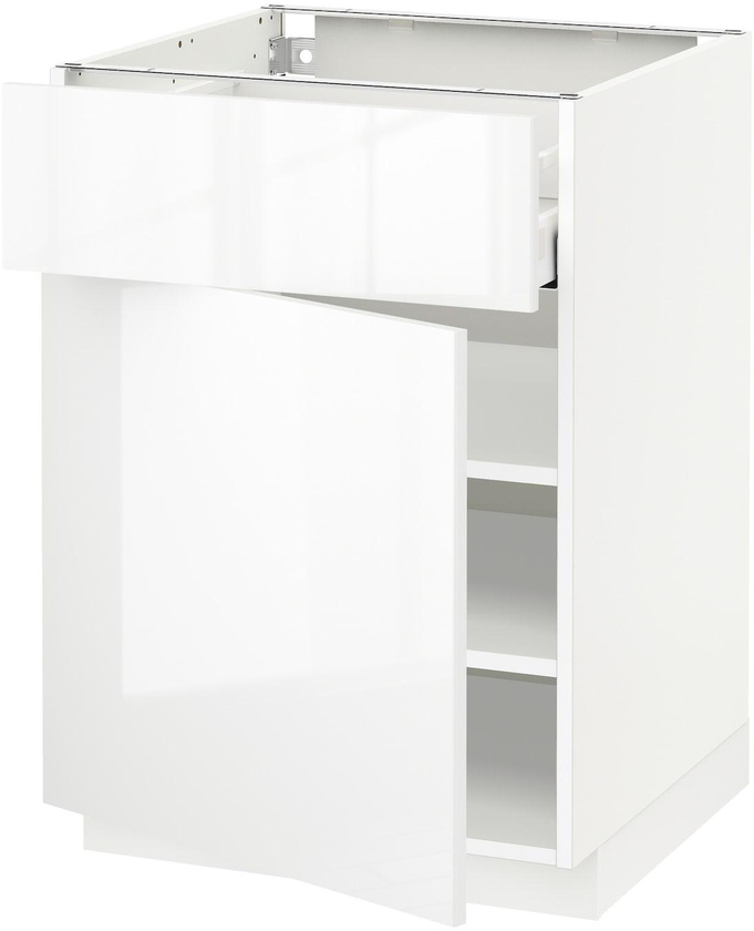 METOD / MAXIMERA خزانة قاعدة مع درج/باب - أبيض/Ringhult أبيض ‎60x60 سم‏