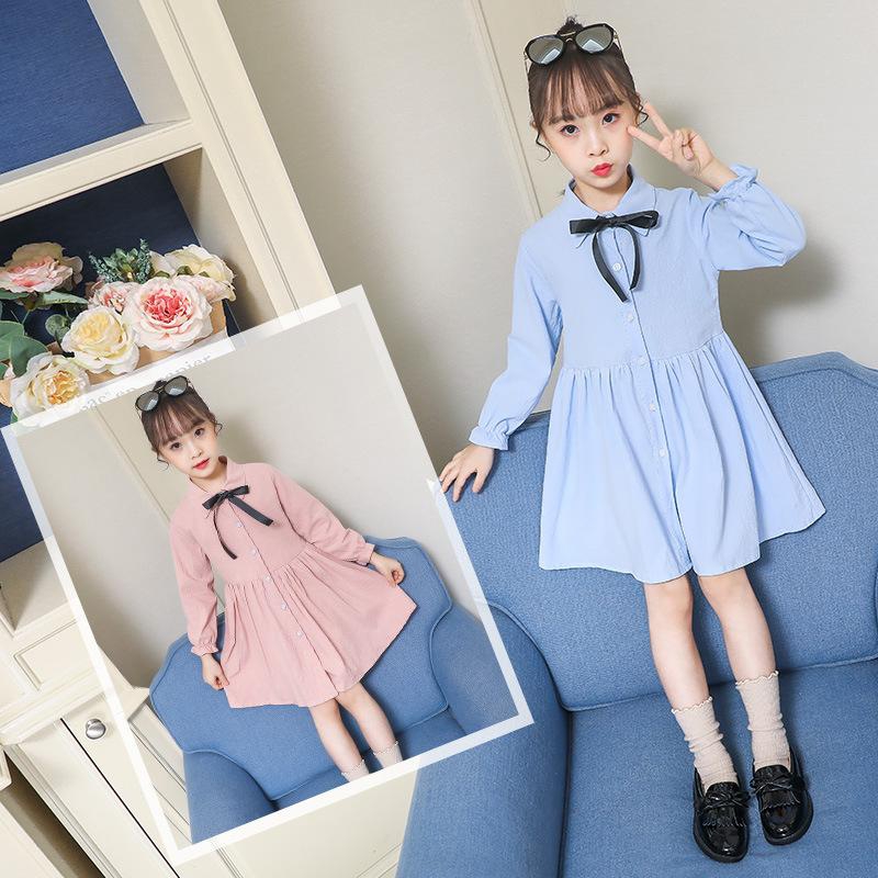 Koolkidzstore Girls Dress Long Sleeve Solid - 6 Sizes (Blue - Pink)