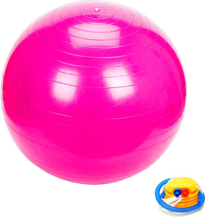 65CM Yoga Ball Anti Burst Gym Swiss Fitness Exercise Pregnancy Birthing   Pump Rose Pink