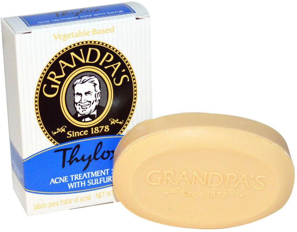 صابونة كبريت لحب الشباب الرؤوس السوداء Grandpa's Thylox, Acne Treatment Soap with Sulfur 92 g