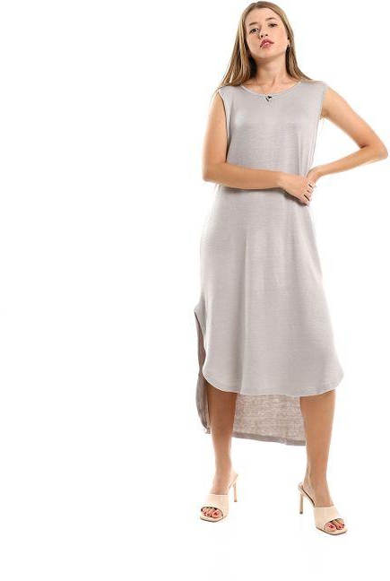 Kady High Low Sleeveless Dress - Light Grey