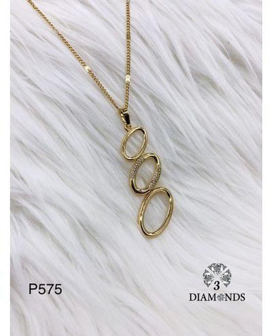 3Diamonds Pendant Necklace For Women Gold Plated
