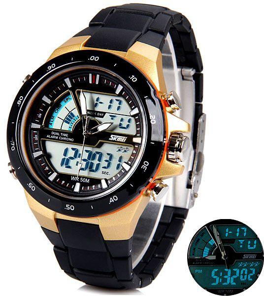 Skmei 1016 Trendy Style Skmei Blue LED Sports Watch for Unisex with Double Time Display and Plastic Watch Band