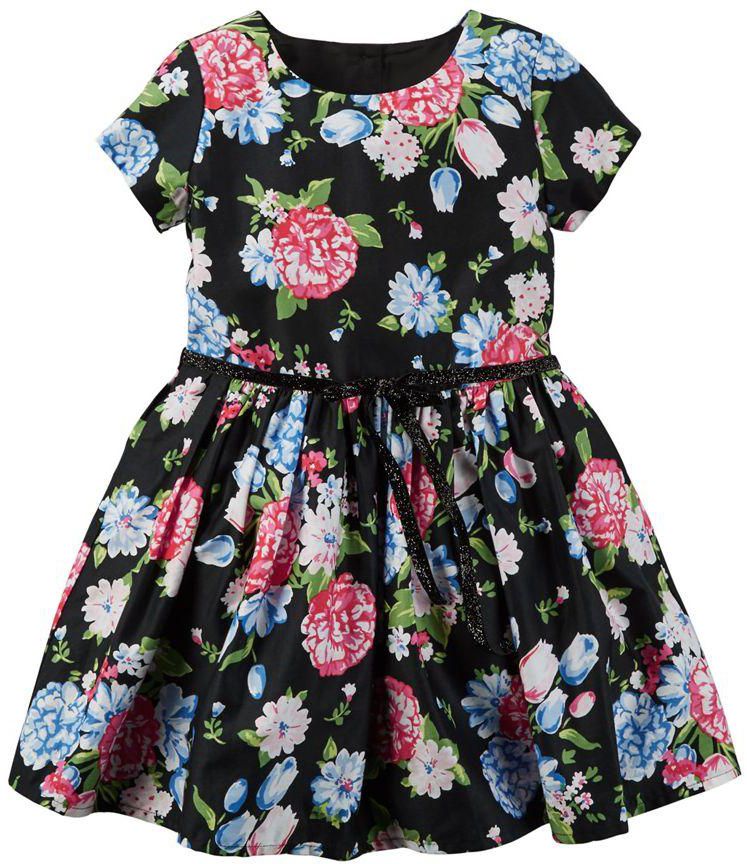 Girl Floral Sateen Dress Size 5 Years by Carters
