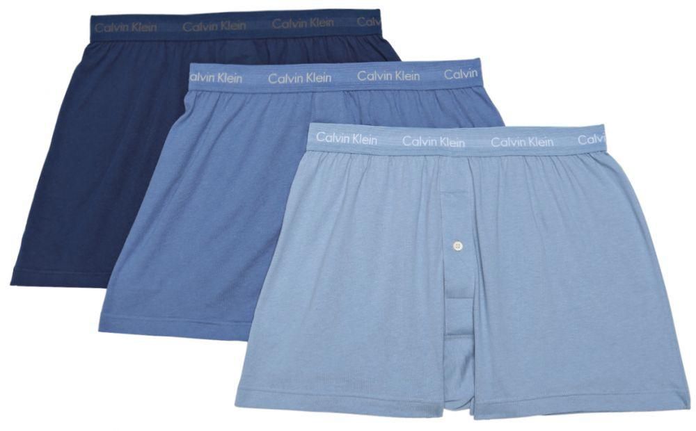 Calvin Klein 3-Pack Knit Boxer for Men - XL, Multi Blue
